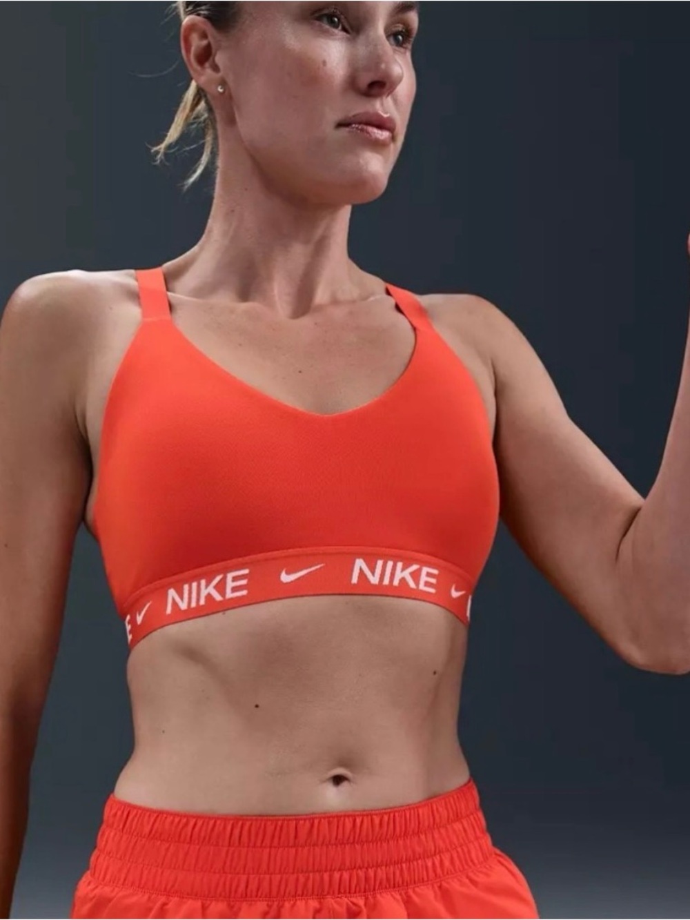 Nike Women’s Large Indy Medium Support Padded Adjustable Sports Bra Picante Red